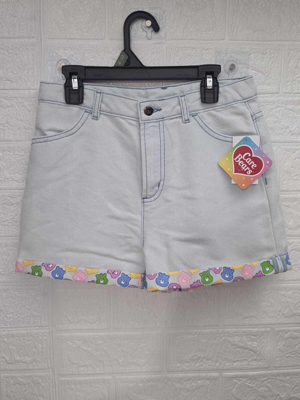 Care Bears Graphic Print Cuff Denim Shorts for Girls NWT Size L 10/12